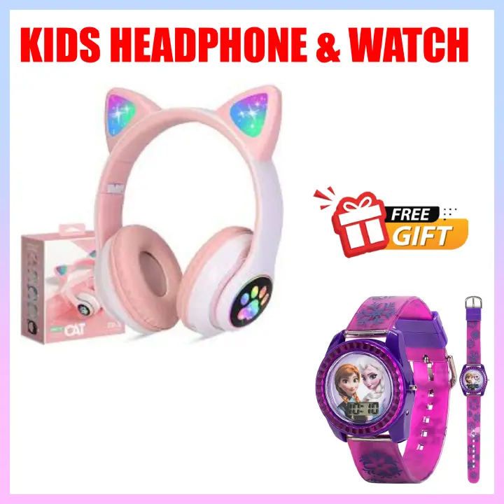 DISCOUNT DEALS!!  Cat STN-28 Pro Headphones - LED Light Cat Ears, 7-Hrs Playtime, Bluetooth Wireless & Wired Mode, TF Card Support, Built-in Microphone, Noise Cancellation, - Headphones+FREE GIFT