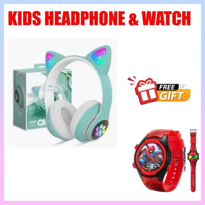 DISCOUNT DEALS!!  Cat STN-28 Pro Headphones - LED Light Cat Ears, 7-Hrs Playtime, Bluetooth Wireless & Wired Mode, TF Card Support, Built-in Microphone, Noise Cancellation, - Headphones+FREE GIFT