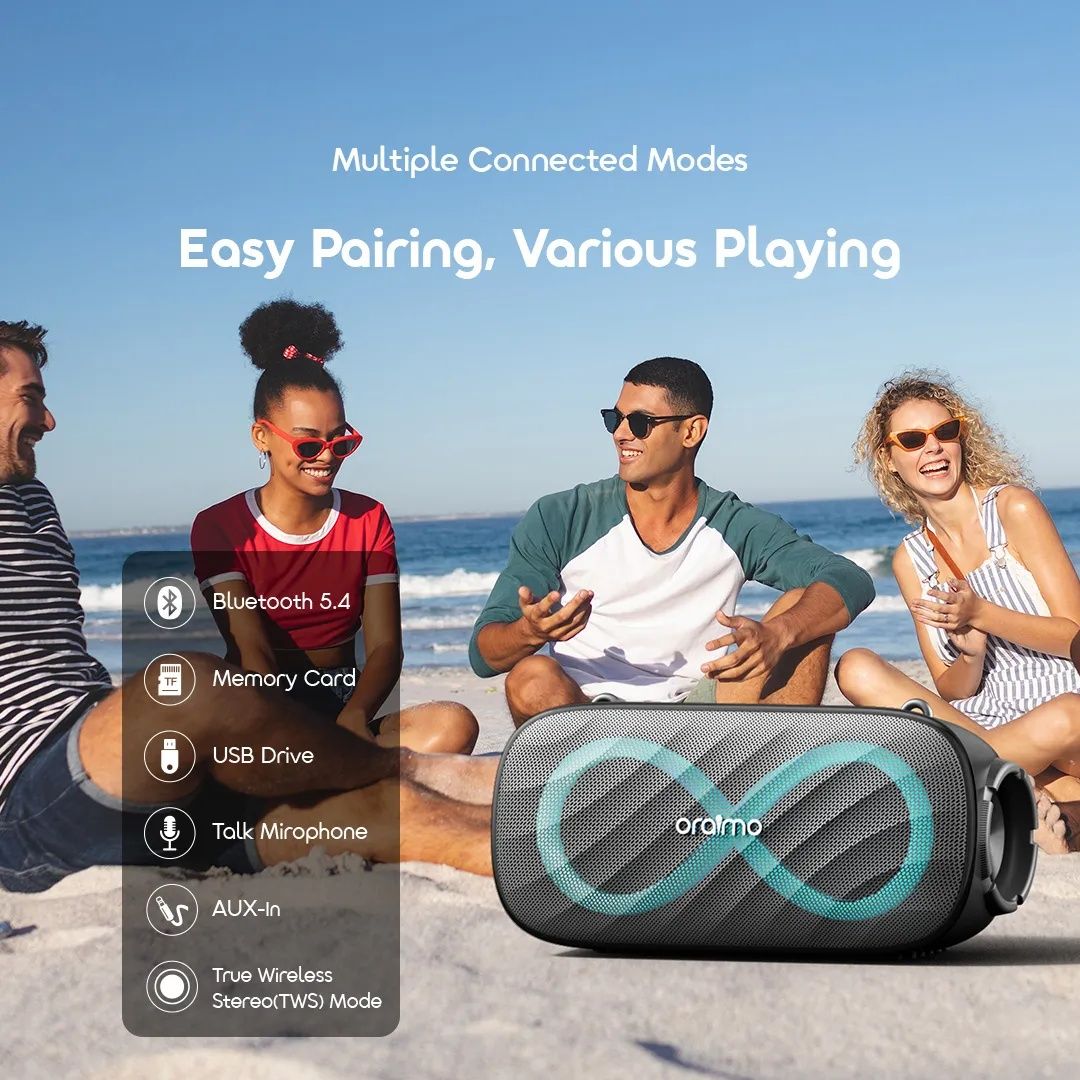 AMAZING DEALS!! ORAIMO SPACEBOX PRO 80W: 2.1 CH Sorround Sound, 5000mAh Battery, 10Hr Playtime, Customized Karaoke Effect, Microphone, AUX/TF Card/USB Support, Shoulder Strap, RGB Lights - BT Speakers
