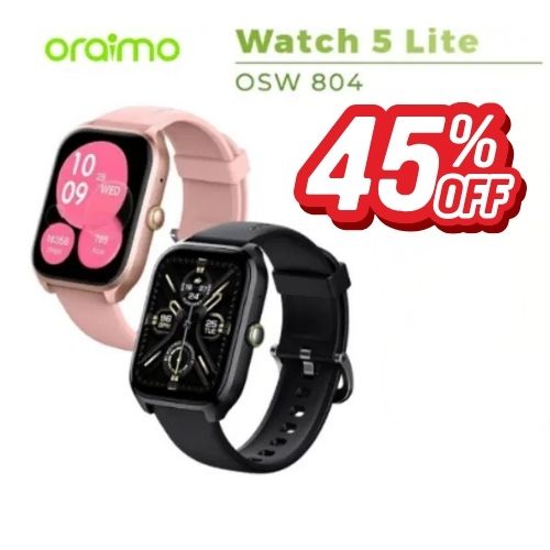 FLASH SALE DEALS!! oraimo Watch 5 Lite 2.01" HD Voice in Calls, 300mAh, IP68 Dust & Water Resistance, 105 Sport Modes, AI Generated Watch Faces, Oraimo Health App, Heart Rate Monitor - SmartWatches