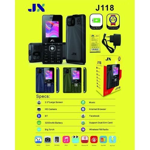 FLASH SALE!! JX J118: 2" Display, 32MB RAM+32MB Storage Expandable Upto 16GB, Dual SIM, 2G, 0.8MP Camera, 3200mAh Battery, Flashlight, FM Radio, MP3/MP4 Support, Loud Speaker - Kabambe Phones