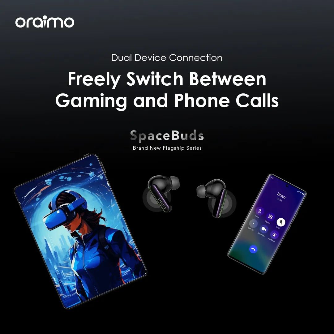 HOT DEALS!! Oraimo SpaceBuds Hybrid ANC True Wireless Earbuds: | 40-Hr Long Playtime | Personalized Lighting Effect | Water Resistant | Hybrid ANC Noise Cancellation | Customized Voice Prompts |