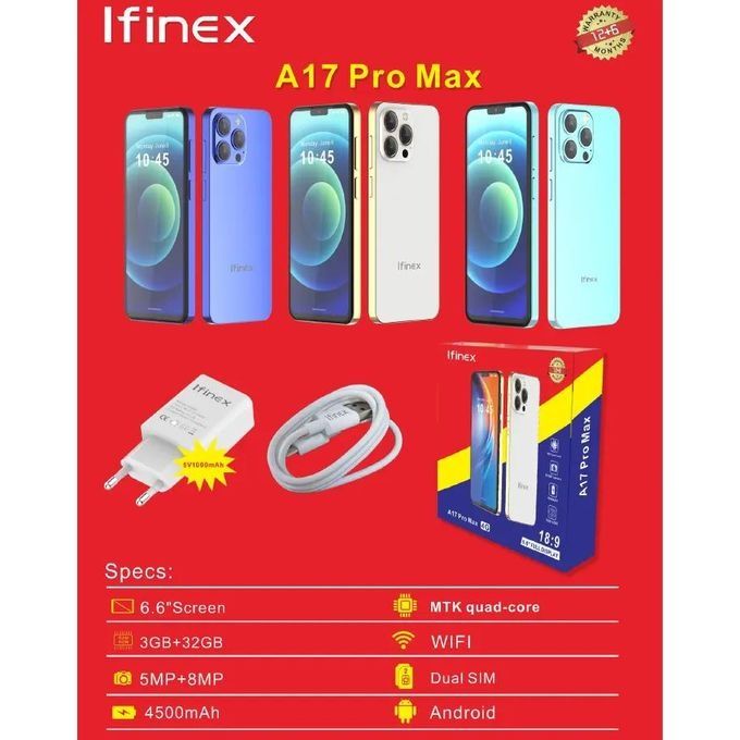 FLASH SALE DEALS!! IFINEX A17 PRO MAX 4G: | 6.6" Display | 3GB RAM+32GB ROM | 4500mAh Battery | Dual SIM | 8MP Rear & 5MP Selfie Camera | Android 14 | Type-C | MTK Quad-Core | - Smartphones