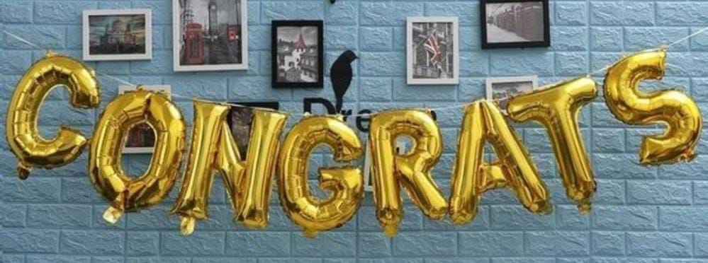 Gold Letter Congrats Banner Wall