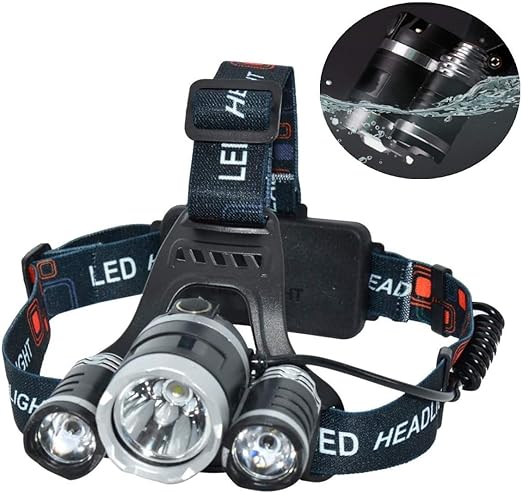 YL TRD Rechargeable Led Head Lamp 3 X Cree T6, Spotlight High Power Headlights, Outdoor Running, Camping, Fishing