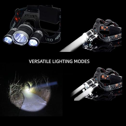YL TRD Rechargeable Led Head Lamp 3 X Cree T6, Spotlight High Power Headlights, Outdoor Running, Camping, Fishing