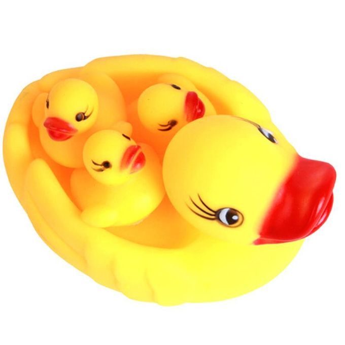 Kids Baby 4in1 Yellow Rubber Ducks Fun Bath Toys
