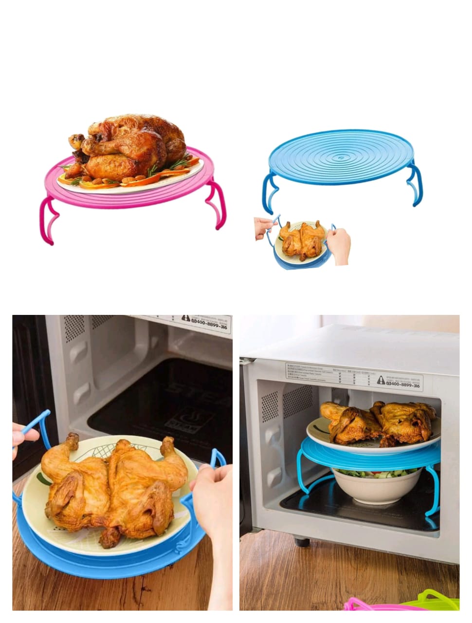*✅ Microwave tray placement rack,tray baking dish, holder chicken steaming pot food kitchen accessories*.