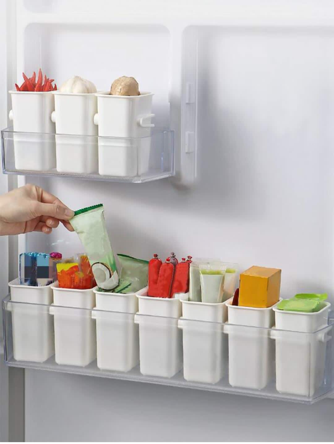 2 pcs Fridge Organizer Food Fresh Storage Box Refrigerator Side Door Vegetable Fruit Spice Organizer Food Container Kitchen Storage