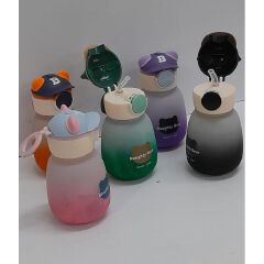 1PC CARTOON SHAPE NAUGHTY BEAR KIDS DRINKNG WATER BOTTLE / WITH STRAW