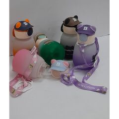 1PC CARTOON SHAPE NAUGHTY BEAR KIDS DRINKNG WATER BOTTLE / WITH STRAW