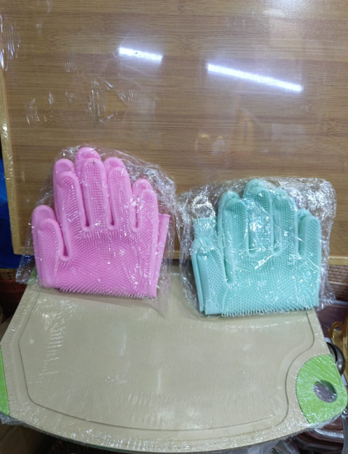 Silicon Silicone Cleaning Scrubber Gloves Dishwashing Gloves,Pet Grooming Gloves for kitchen and bathroom