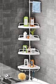 Multi-Corner Shelf Shower Shelf 4 tier adjustable shelf bathroom organizer corner shower caddy holder, stainless telescopic shower corner bathroom shelf rack heavy duty