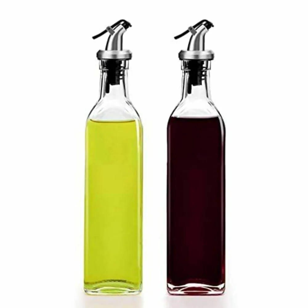 High Quality 2-in-1 Glass Oil/ Vinegar/ Soy Sauce Dispenser (2pcs, 580ml Each)