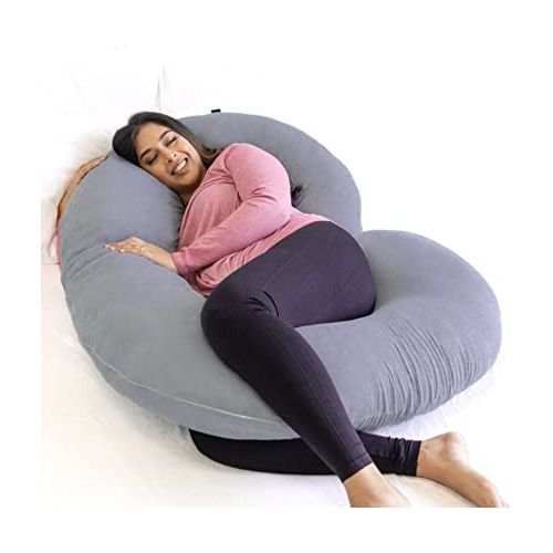 Pregnancy Pillow Gift for Pregnant Women to Sleeping C-Shape Maternity Support Pillow - for Back, HIPS, Legs, Stomach, Belly for Pregnant Women with Removable Cotton Cover ,Grey and Blue