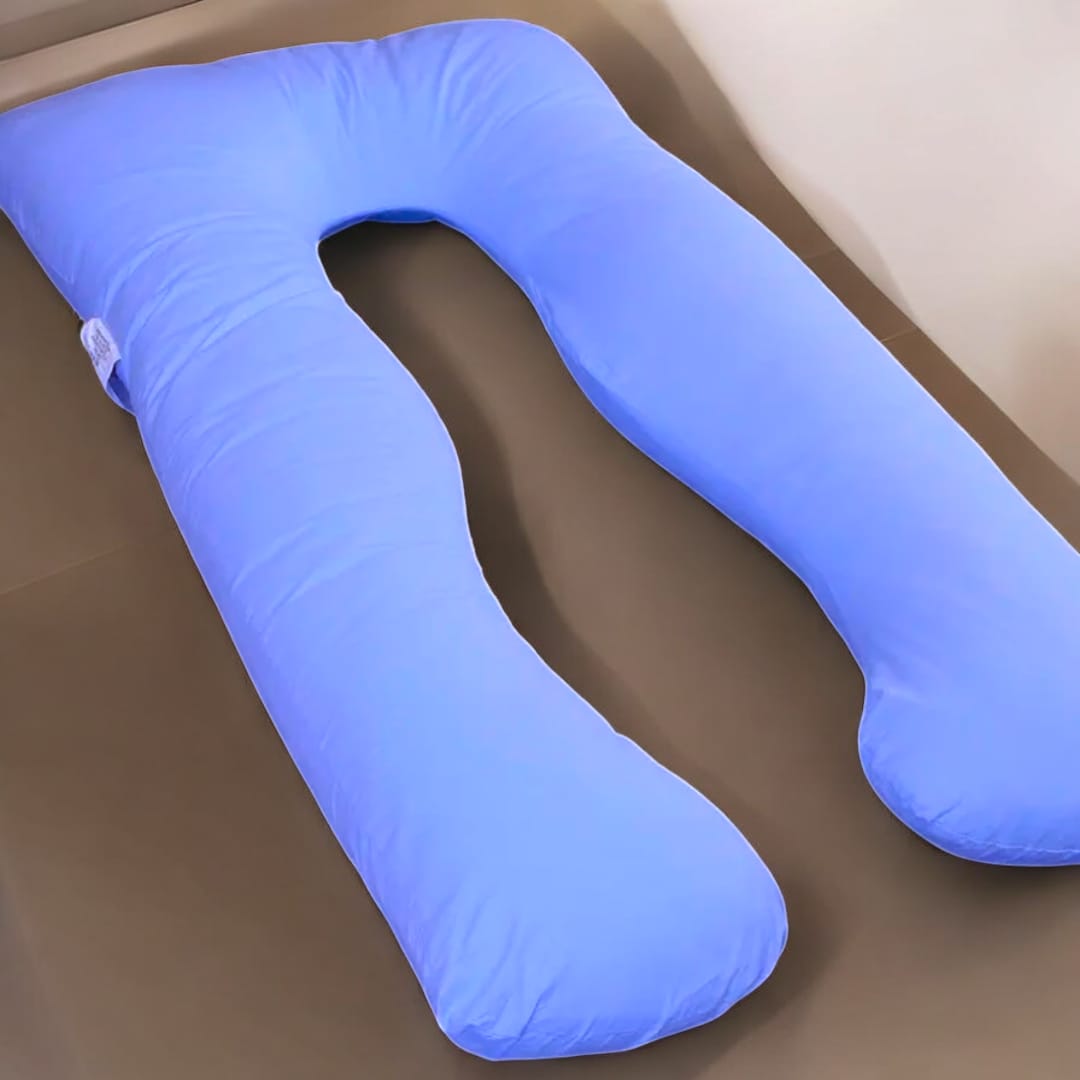 U-Shaped blue and gray Pregnancy Pillow and Maternity Support