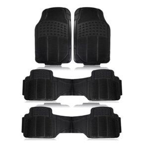 7 Seater Heavy Duty Rubber Car Floor Mats - Easy to clean, Protects car original carpet, Maximum strength and durability for long lasting usage, Easy to install.