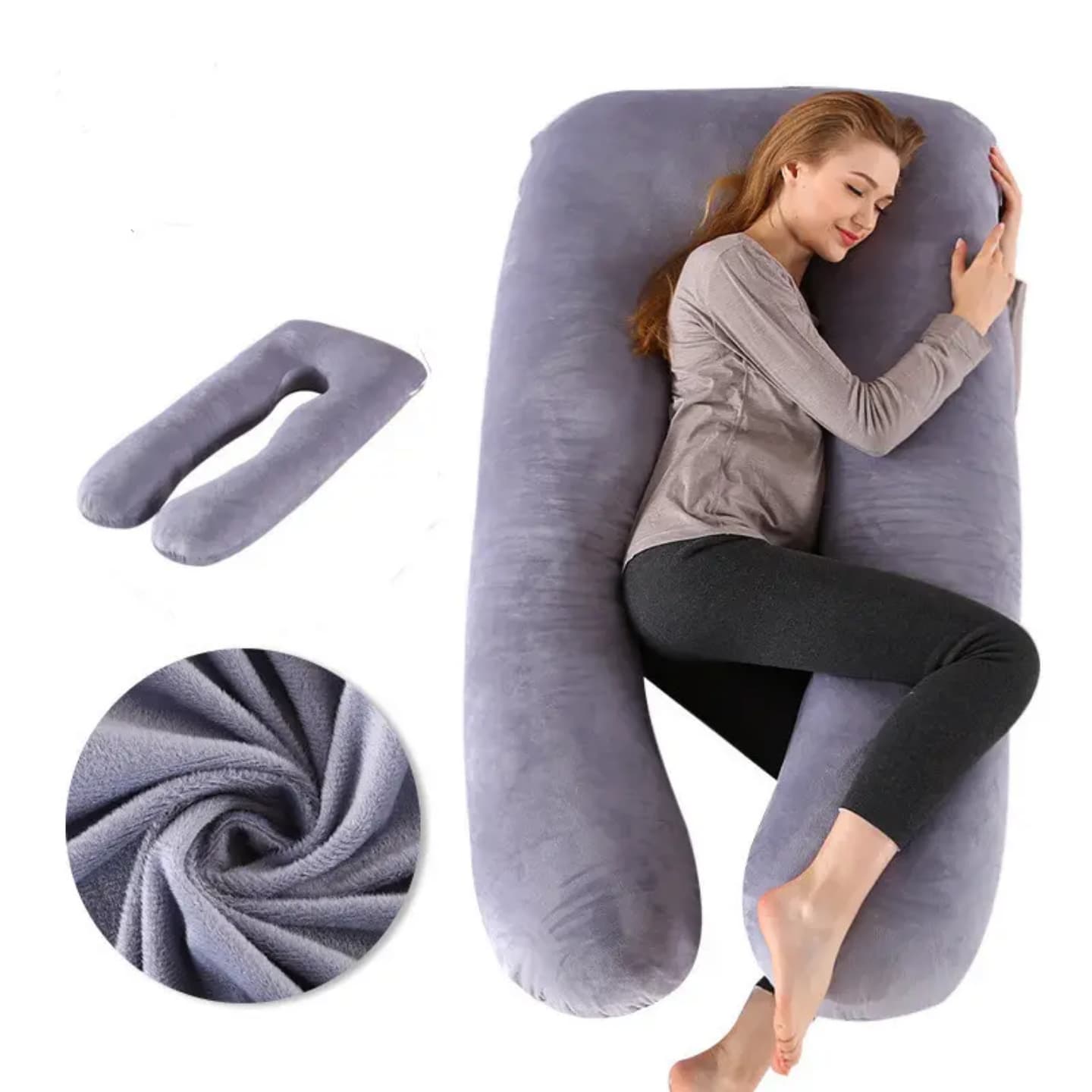 U-Shaped blue and gray Pregnancy Pillow and Maternity Support