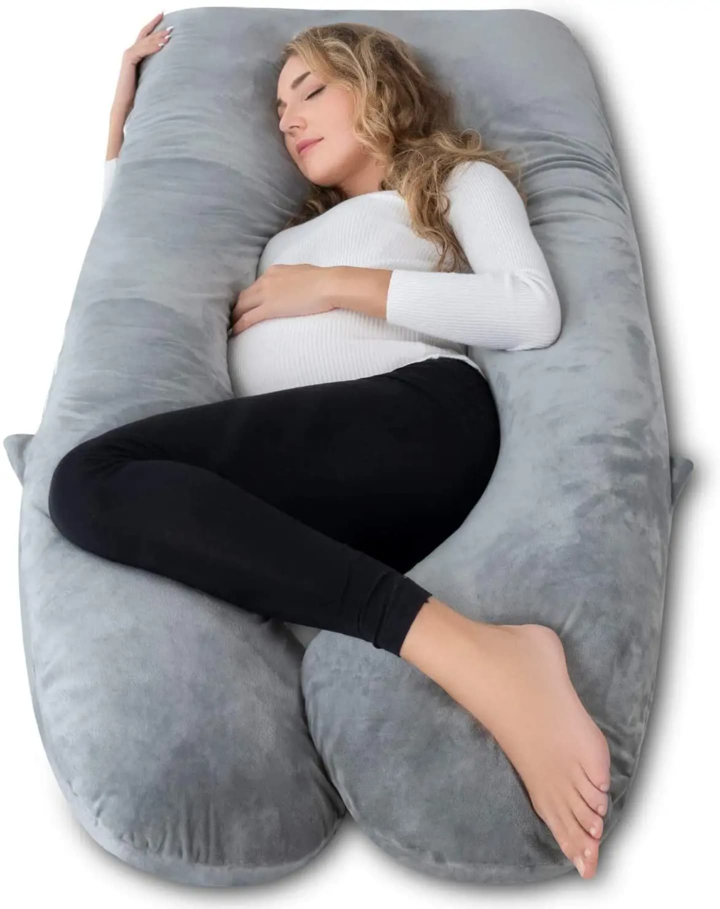 Comfortable Velvet U-shaped Pregnancy Pillow - Support for Back, Legs, Belly, HIPS for Pregnant Women, Pregnancy Pillow A Must Have for Pregnant Women