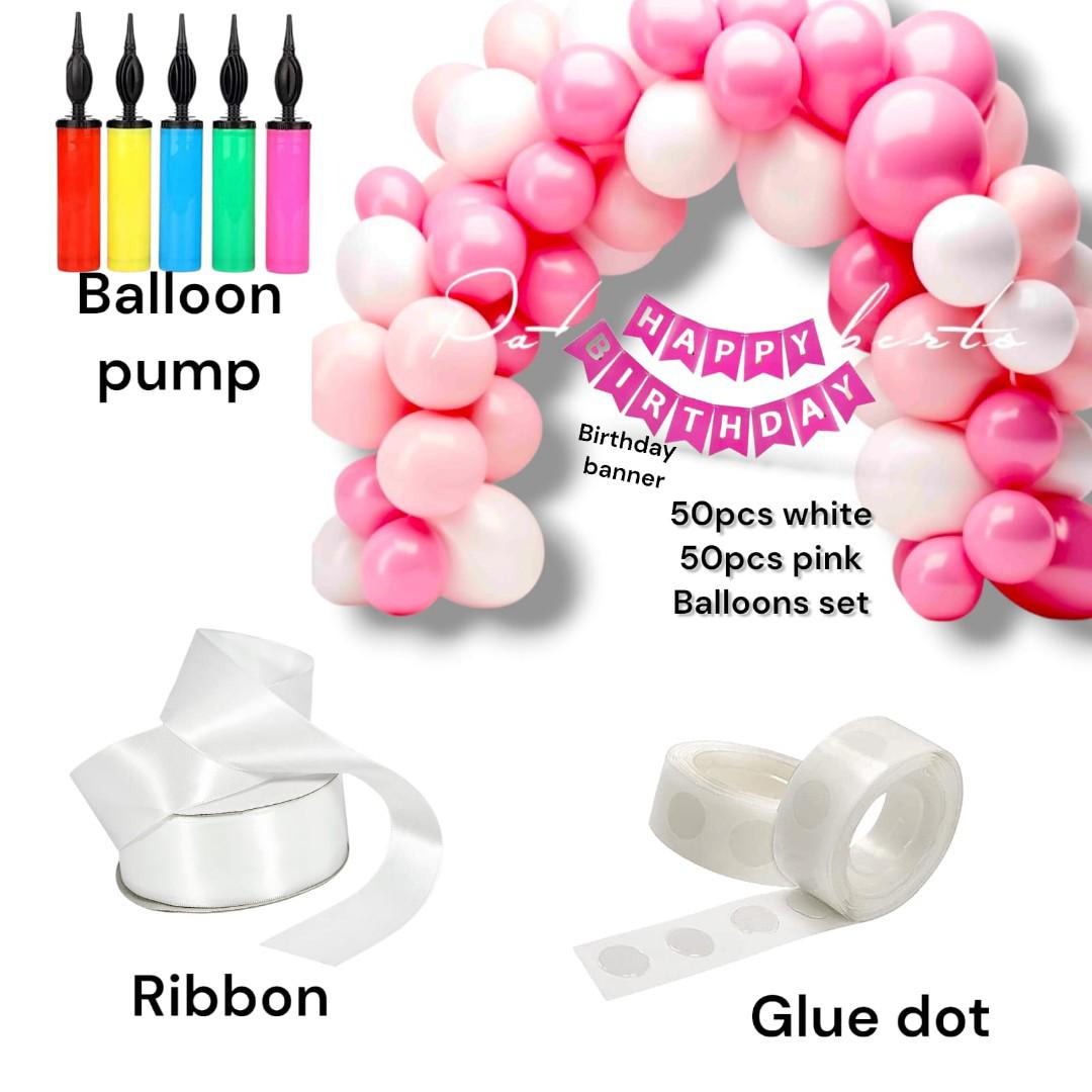Limited time offer set of Birthday girl decorations set balloons 100pcs ,balloon pump , ribbon,glue dot (for sticking balloons on wall/ceiling )and birthday banner
