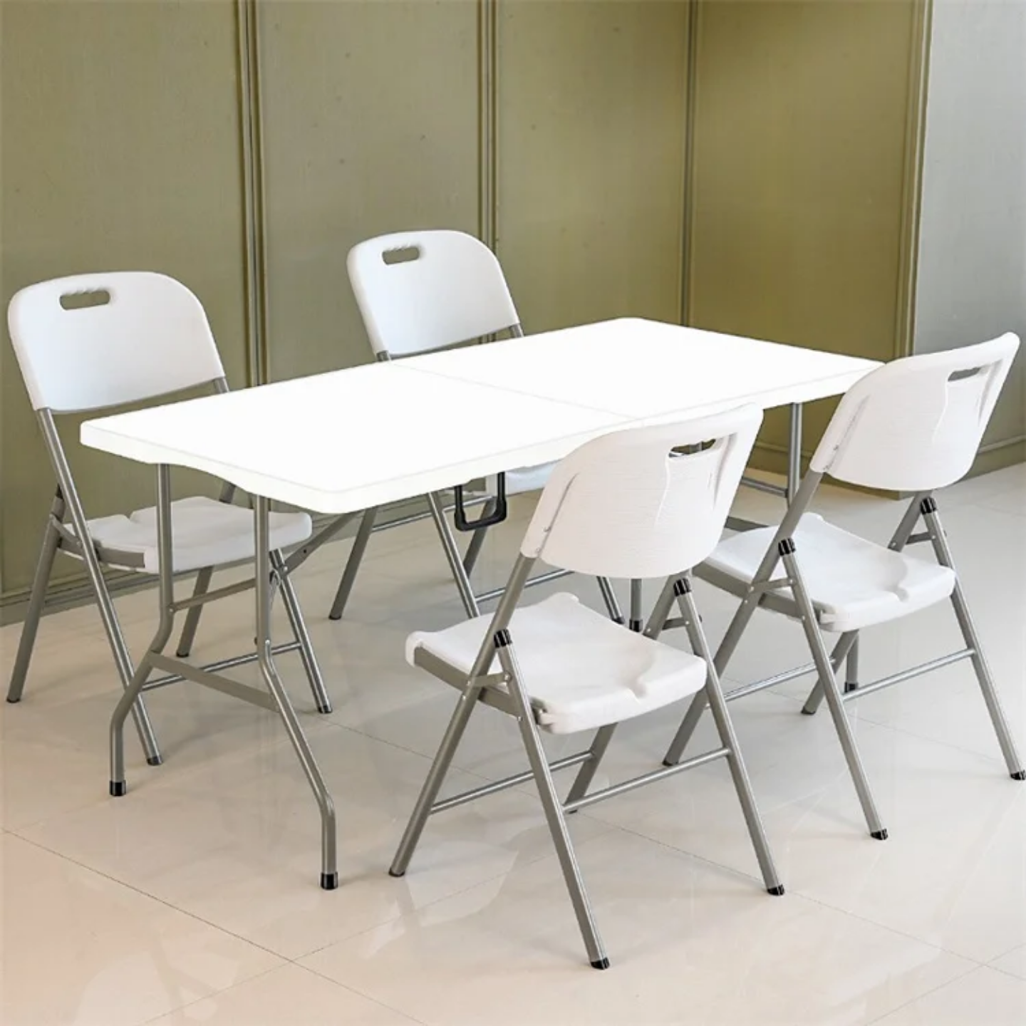 Heavy-Duty Foldable Plastic Chair – Strong Metal Frame, Portable & Easy to Store