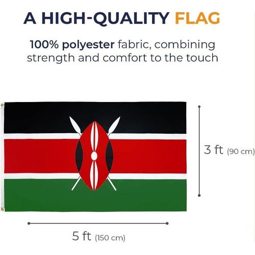 Kenyan National Flag 150x90cm Durable Outdoor Indoor Kenya Flag Weather Resistant High Quality Fabric Flag