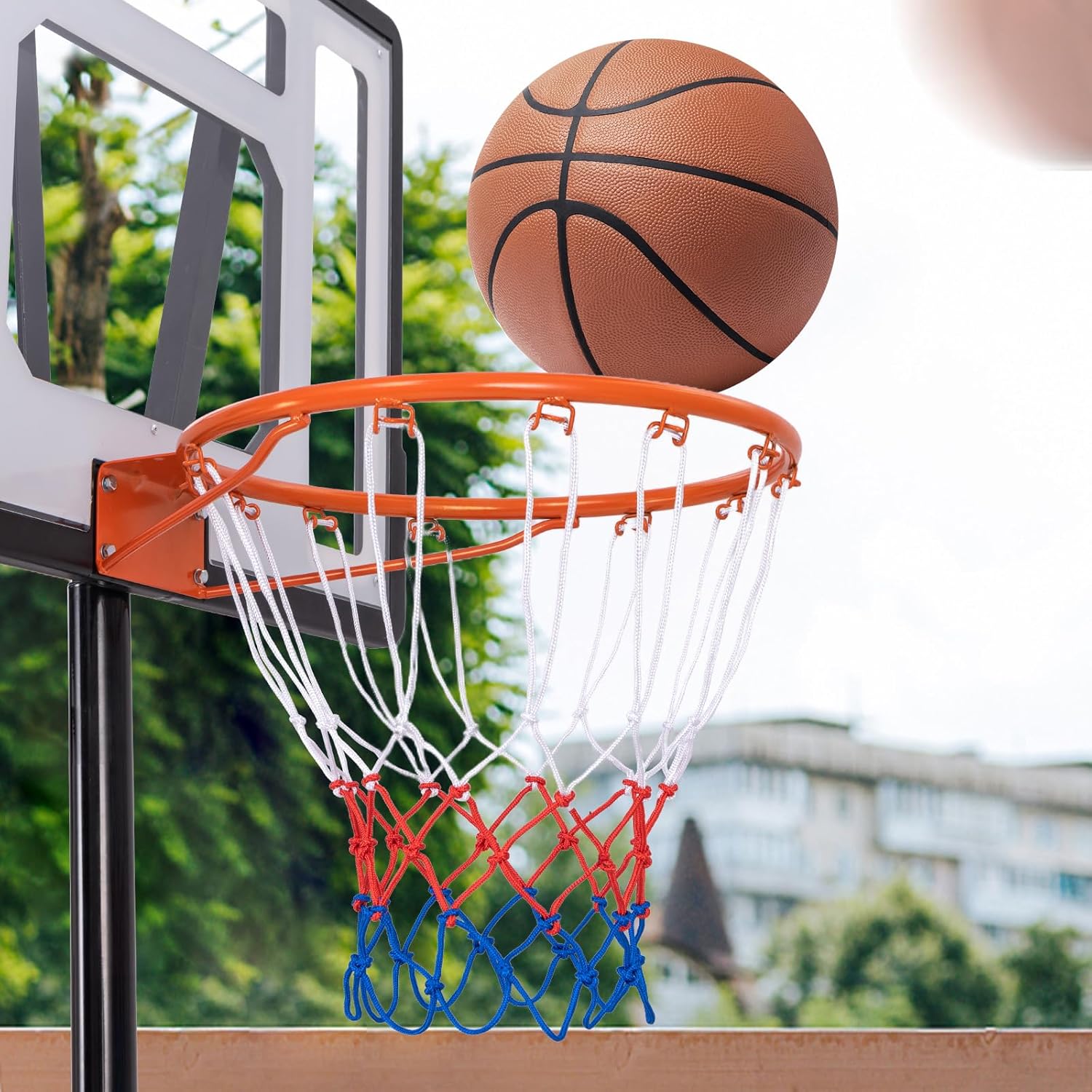 Heavy Duty Basketball Net Replacement Durable Outdoor Indoor Nylon Hoop Net Weather Resistant No Hoop Included