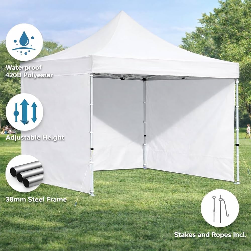 Heavy Duty Pop Up Canopy Tent with Side Walls Waterproof Outdoor Shelter Gazebo for Events Camping Backyard