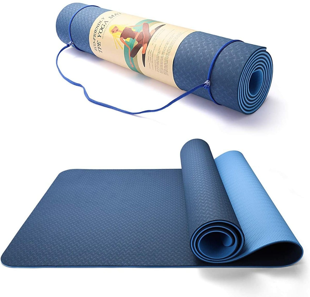 15mm Thick Non Slip Yoga Mat Double Sided TPE Fitness Exercise Mat for Yoga Pilates Workout Home Gym