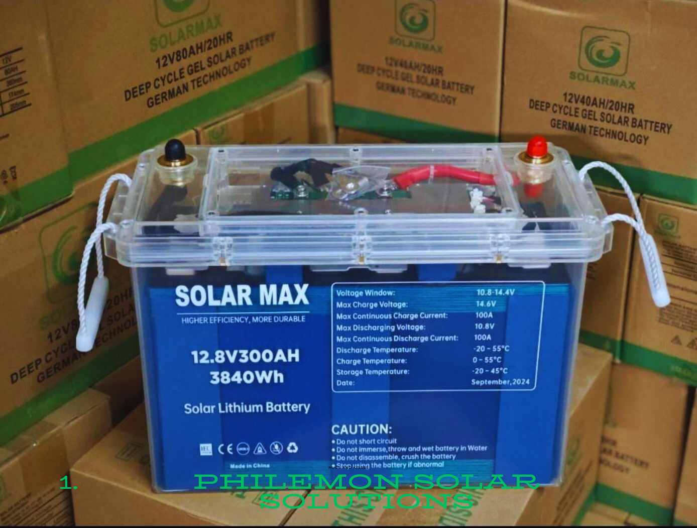 Solarmax 300Ah Lithium Solar Battery 12.8V 300AH 3840Wh LiFePO4 Solar Battery High Efficiency More Durable Lithium Solar Battery