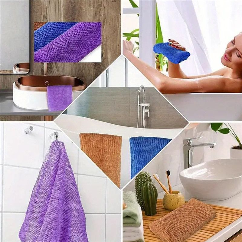 3PCS African Net Sponges, Long Net Bath Sponge Exfoliating Towels for Bath, Shower Body Scrubber Back Scrubber Skin Smoothers for Daily Use, 30x80cm
