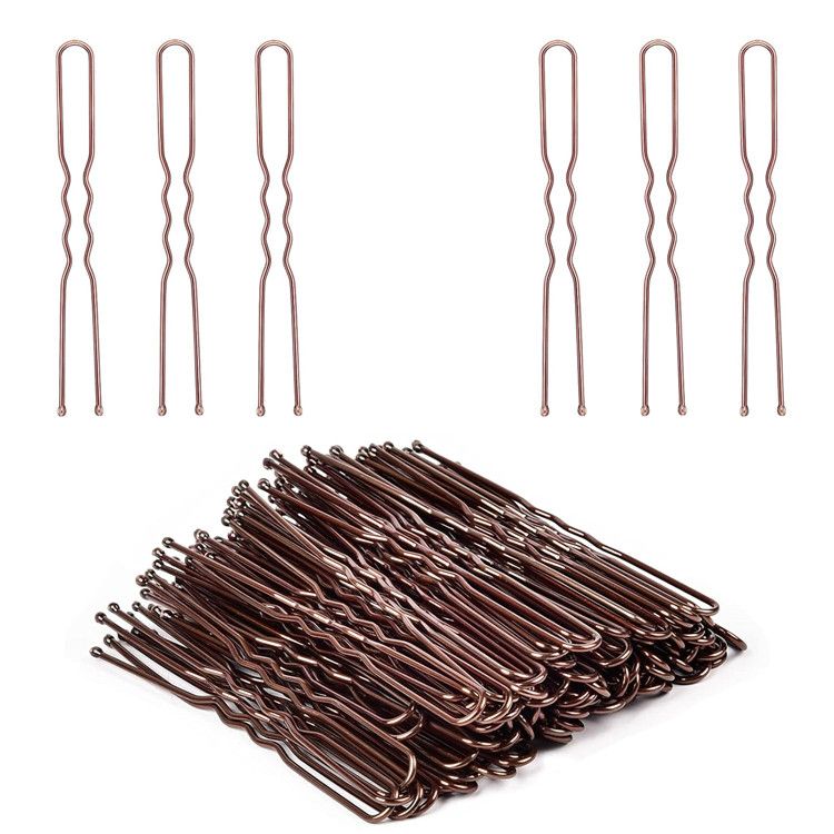 Brown Hair Pins for Buns,  U Shaped Hair Pins Black Hair Bun Pins for Women Girls