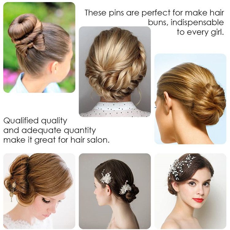 Brown Hair Pins for Buns,  U Shaped Hair Pins Black Hair Bun Pins for Women Girls