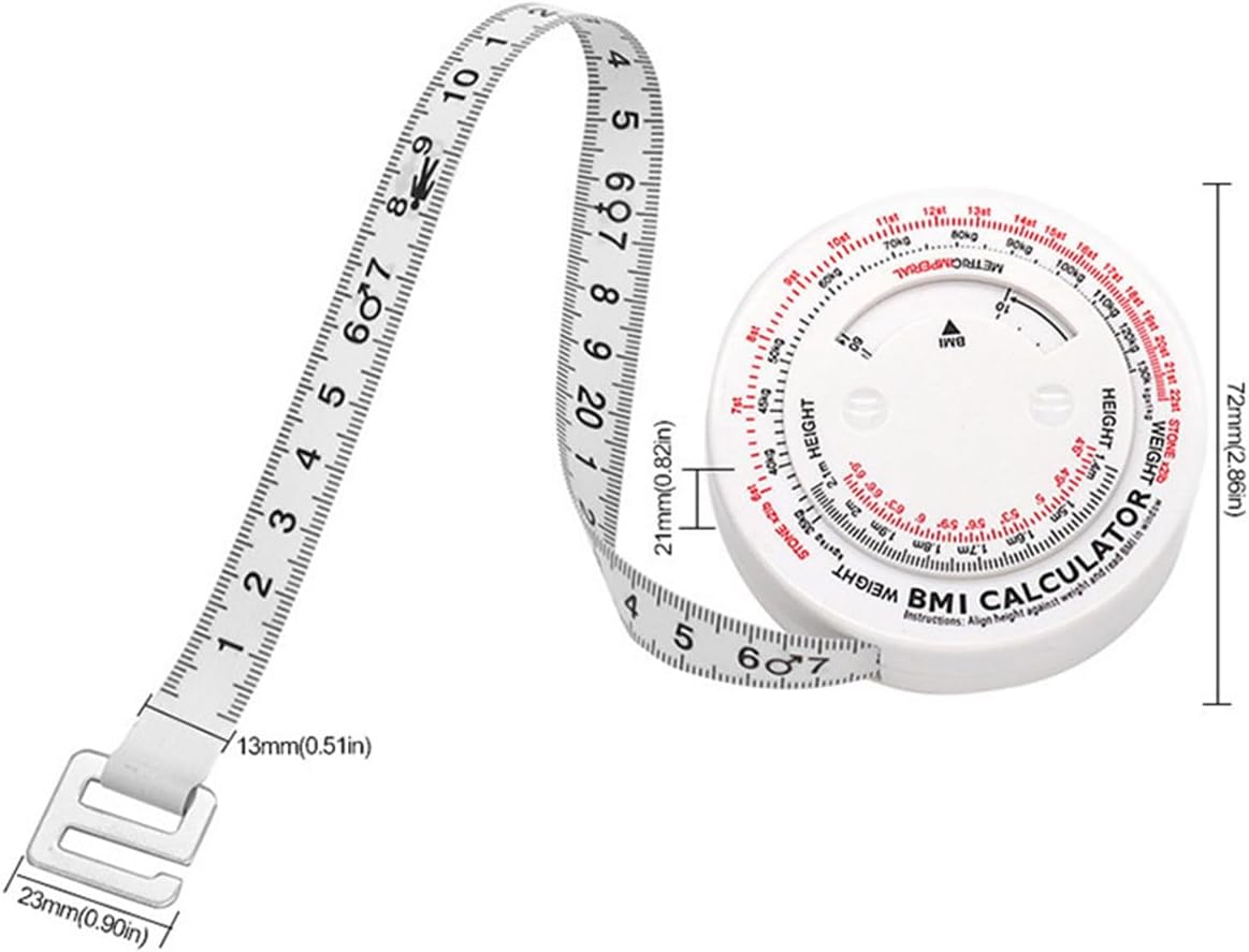 BMI Measuring Tape Measurement range (0-150cm) BMI Wheel Calculator Body Mass Index Calculator, Body Tape Measure for Body Waist Weight Health Accurate Measurement