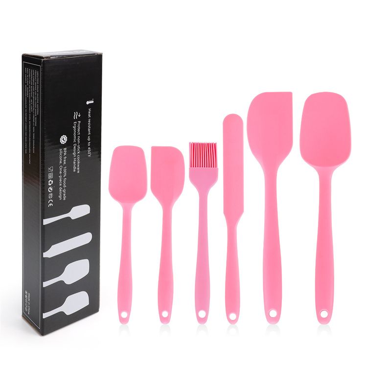 Silicone Spatula Set - 6 Piece Non-Stick Rubber Spatula Set, Heat-Resistant Spatula Kitchen Utensils Set for Cooking, Baking and Mixing