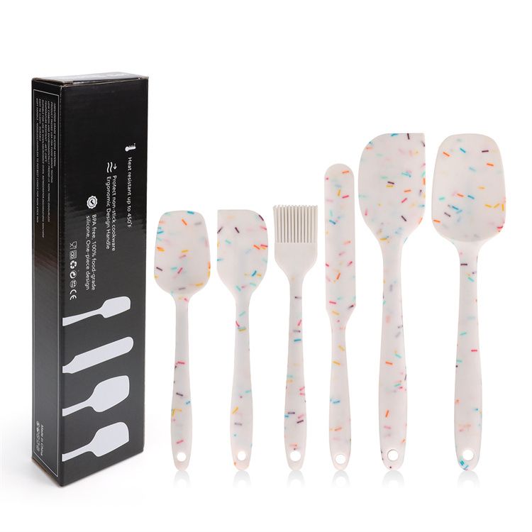 Silicone Spatula Set - 6 Piece Non-Stick Rubber Spatula Set, Heat-Resistant Spatula Kitchen Utensils Set for Cooking, Baking and Mixing