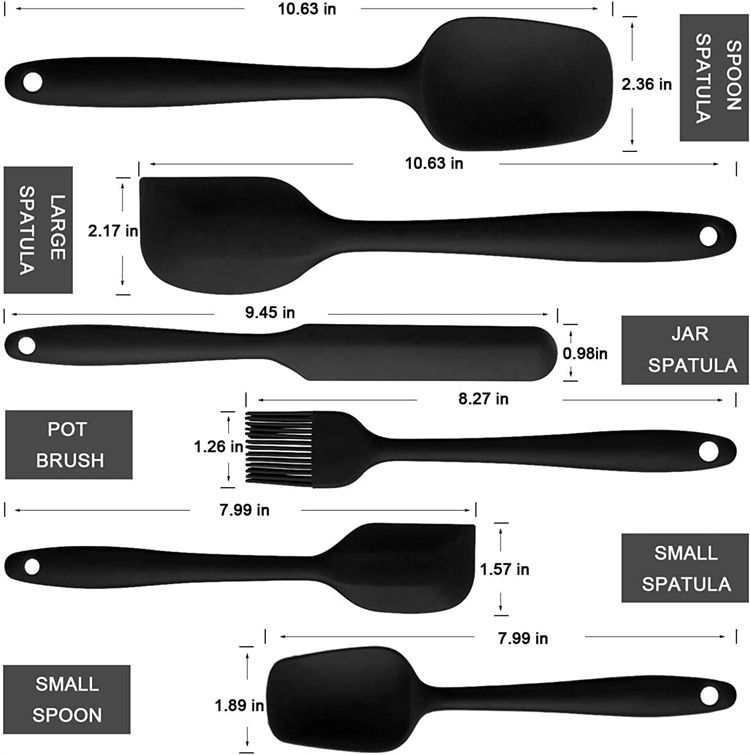 Silicone Spatula Set - 6 Piece Non-Stick Rubber Spatula Set, Heat-Resistant Spatula Kitchen Utensils Set for Cooking, Baking and Mixing