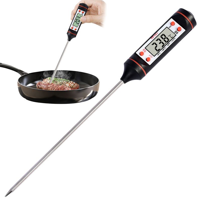 Meat Thermometer, Cooking Thermometer With Instant Read, Lcd Screen, Hold Function For Kitchen Food Smoker Grill BBQ Candy Milk Water, Black