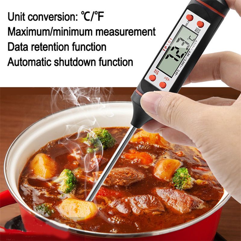 Meat Thermometer, Cooking Thermometer With Instant Read, Lcd Screen, Hold Function For Kitchen Food Smoker Grill BBQ Candy Milk Water, Black