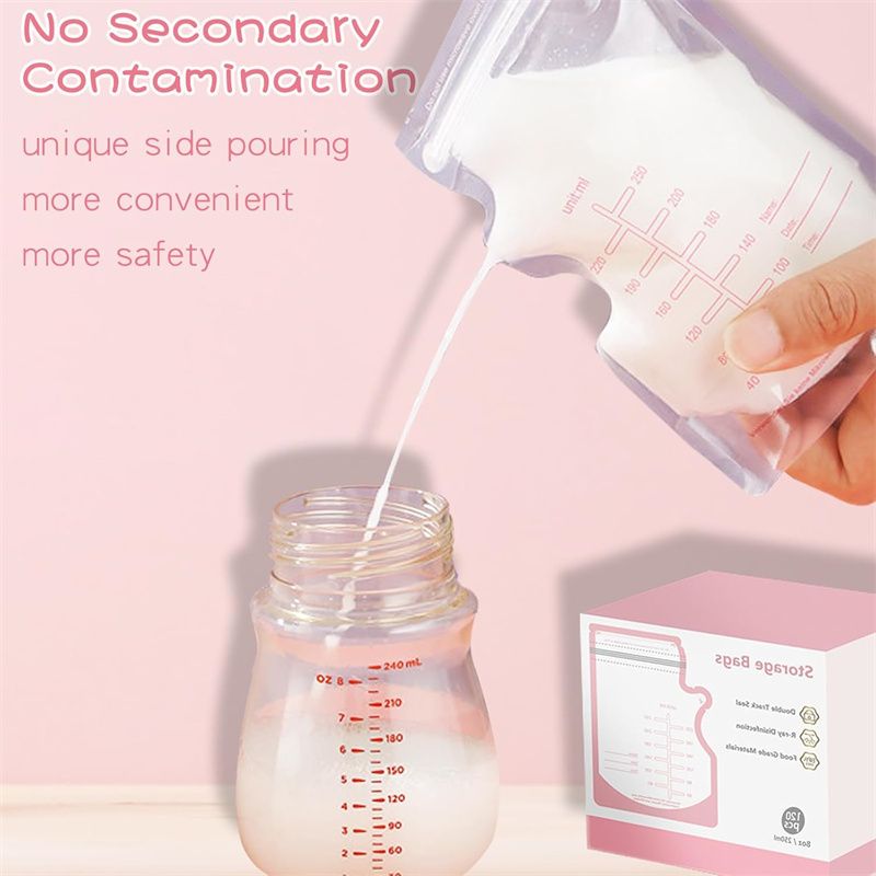 30Pcs Breastmilk Storage Bags for Breastfeeding Doubled Sealed Breast Milk Storing Bags BPA Free Self Standing Breastmilk Bags
