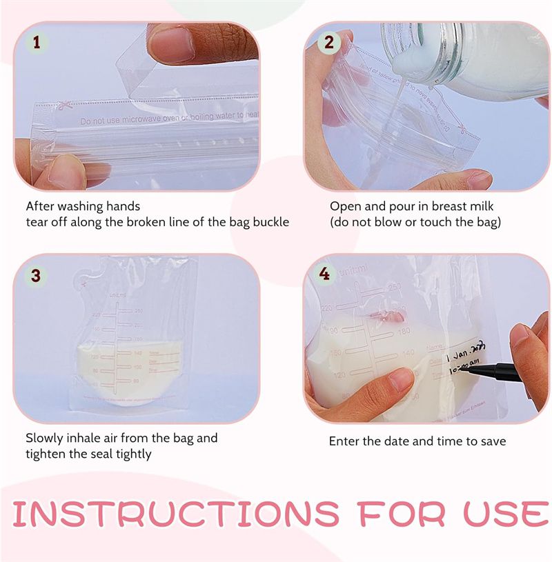 30Pcs Breastmilk Storage Bags for Breastfeeding Doubled Sealed Breast Milk Storing Bags BPA Free Self Standing Breastmilk Bags