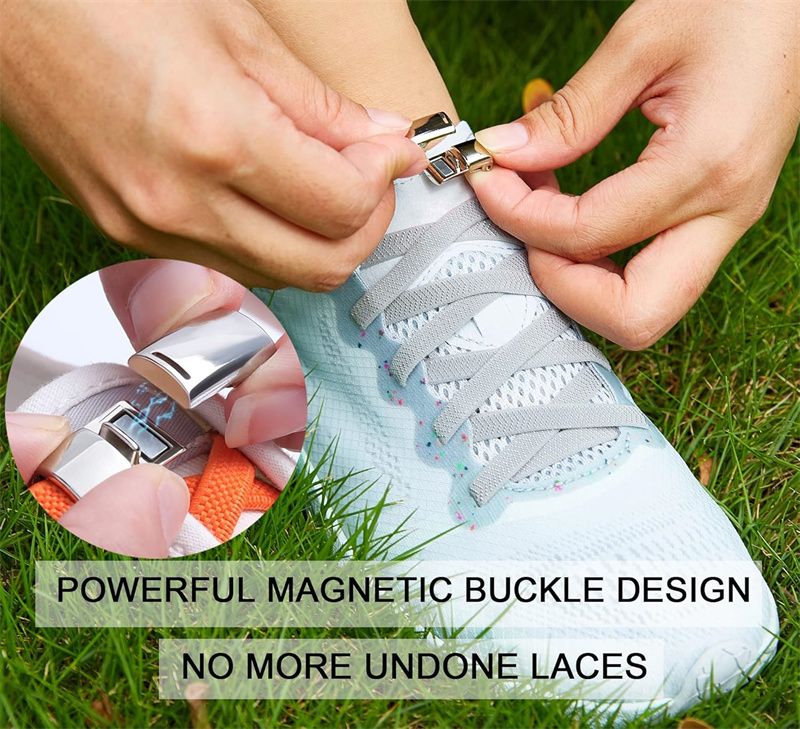 Elastic No tie Shoelaces with Magnetic Lock Adjustable Flat Shoelaces for Sneakers Lazy Lock Elastic Tieless Sports Shoes Strings Fits All Shoes