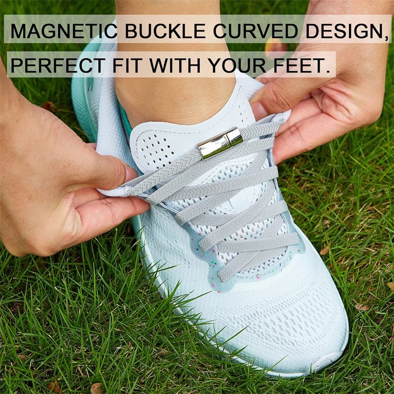 Elastic No tie Shoelaces with Magnetic Lock Adjustable Flat Shoelaces for Sneakers Lazy Lock Elastic Tieless Sports Shoes Strings Fits All Shoes