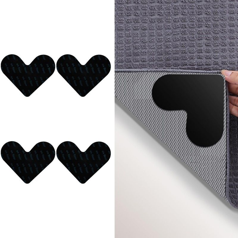 4Pcs/8Pcs Grippers for Rugs, Double Sided Non Slip Rug Pads for Hardwood Floors and Tiles, Reusable and Washable Rug Tape for Area Rugs, Dual Sided Adhesive Rug Pad Gripper Keep Corners Flat