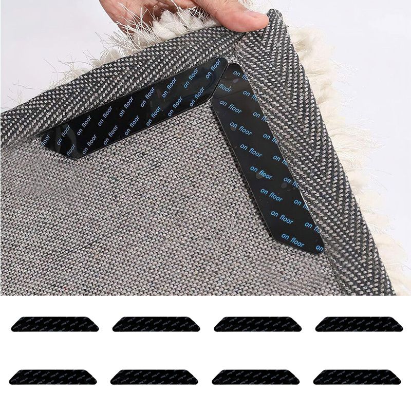 4Pcs/8Pcs Grippers for Rugs, Double Sided Non Slip Rug Pads for Hardwood Floors and Tiles, Reusable and Washable Rug Tape for Area Rugs, Dual Sided Adhesive Rug Pad Gripper Keep Corners Flat