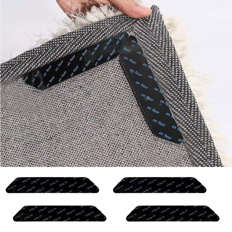 4Pcs/8Pcs Grippers for Rugs, Double Sided Non Slip Rug Pads for Hardwood Floors and Tiles, Reusable and Washable Rug Tape for Area Rugs, Dual Sided Adhesive Rug Pad Gripper Keep Corners Flat