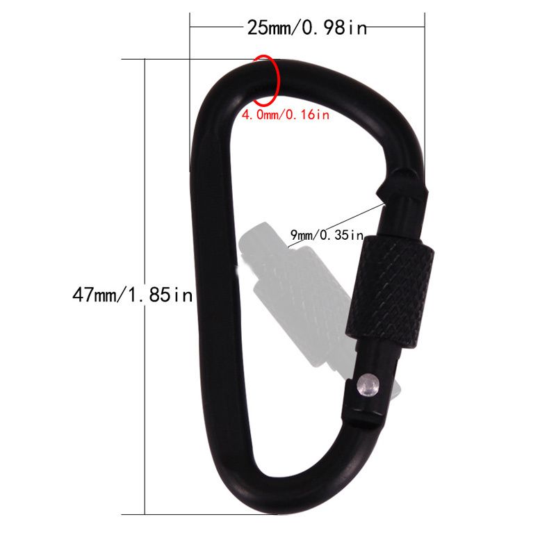 4PCS/8PCS Locking Carabiner Clip D Ring Spring Snap Key Chain Hook 3' Screw Gate Hook Travel Aluminum Carabiners (Black)