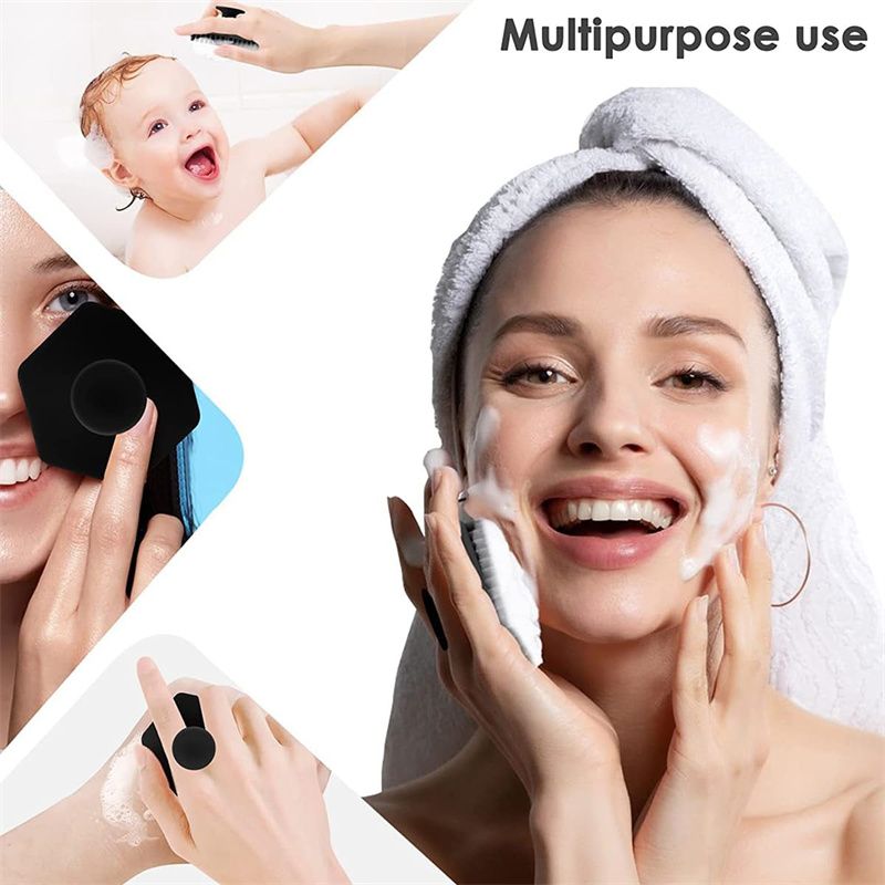 Silicone Face Scrubber for Men, Gentle Exfoliating Body Brush Massager Removes Dead & Dry Skin, Body Scrubber Beard Brush for Skin Cleansing
