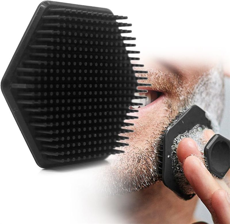 Silicone Face Scrubber for Men, Gentle Exfoliating Body Brush Massager Removes Dead & Dry Skin, Body Scrubber Beard Brush for Skin Cleansing