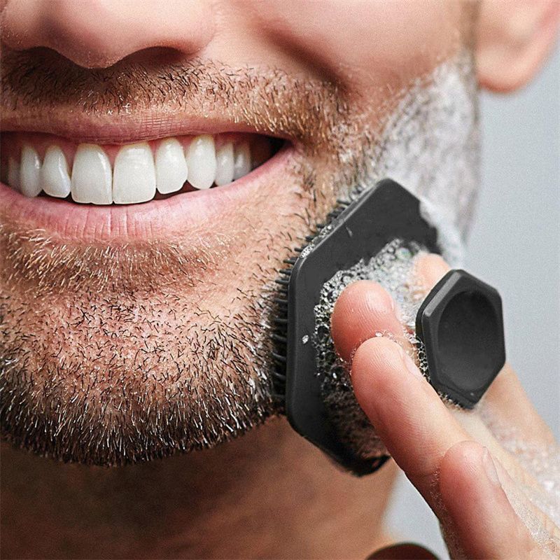 Silicone Face Scrubber for Men, Gentle Exfoliating Body Brush Massager Removes Dead & Dry Skin, Body Scrubber Beard Brush for Skin Cleansing